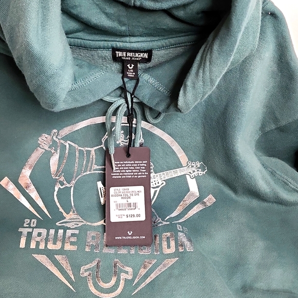 TRUE RELIGION GREEN  SWEATSHIRT EITH SILVER LOGO, UNISEX - Picture 9 of 12